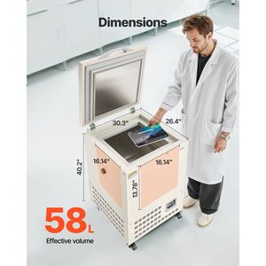 Congelatore a Temperatura Ultra Bassa 58 L -40 -123 F Gamma Regolabile Display Digitale Rivestimento in Acciaio Inox 304 per Campioni di Laboratorio - Product Image 3