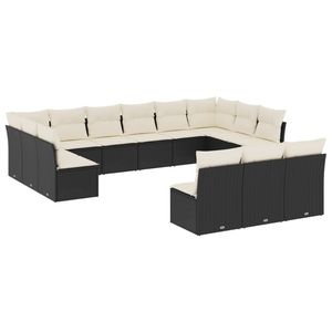 Conjunto de Sofás Modulares Grandes de Ratán Sintético Negro para Jardín, Muebles Modulares Elegantes para Exteriores - Product Image 2