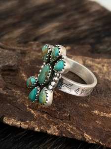 Sterling Silver Kingman Turquoise <b>Adjustable</b> <b>Ring</b> Handmade Southwestern Artisan Boho Gemstone Jewelry - Product Image 3