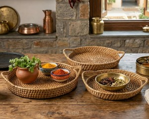 Elegante Bandeja de Servir de Ratán, Tejida a Mano con Fibra Natural de la Mejor Calidad, Organizador de Almacenamiento para Cocina y Hogar, Bandeja de Regalo - Product Image 5