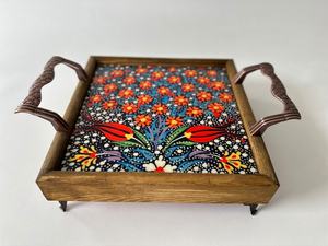 Traditional Walnut Wood Serving Tray with Persian Inlay Decorative Ottoman Tray for Coffee Table, Luxury Home Decor Serving Tray - Product Image 5
