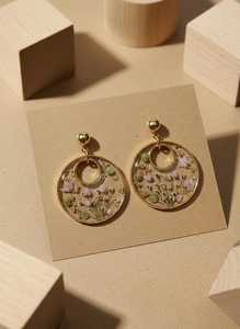 MN EXPORTS Floral <b>Resin</b> Drop Earrings Handmade Fashion Jewelry Stylish Statement for Women Party Wear Islamic Design - Product Image 2
