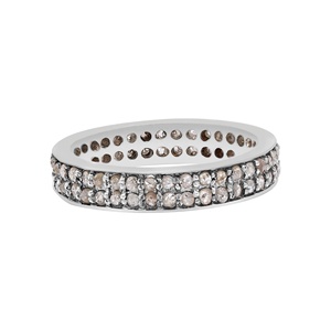 Anillo de Eternidad de Doble Hilera de Diamantes Naturales Chapado en Oro Amarillo sobre Plata de Ley 925 al por Mayor, Joyas Memoria - Product Image 1