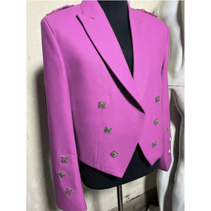 OEM ODM Pink <b>Wool</b> Prince Charlie Kilt Jacket with 5 button <b>Vest</b> Factory Traditional Outfit Wholesale - Product Image 2