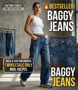Jean Baggy Noir Homme Personnalisé Coupe Ample – Nouvelle Collection Designer Original Fit Denim Baggy pour Grands Garçons – Jean Baggy Polaire - Product Image 1