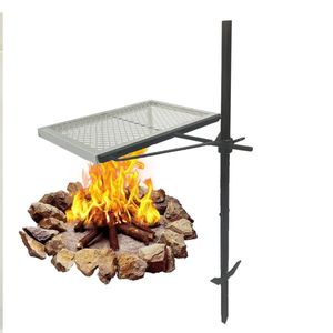 Griglia per falò rotante in acciaio resistente regolabile a 360 gradi per cucinare all'aperto griglia da campeggio portatile per Grill - Product Image 4