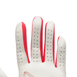 Guantes de Golf de Moda, Más Vendidos, de Cuero Genuino, Transpirables, Unisex, para Mano Derecha, Blancos y Rojos - Product Image 3