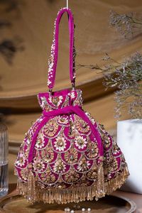 Bolso de Noche Tipo Potli con Bordado y Cuentas, con Cordón Ajustable, para Fiestas, Bodas, Joyería y Cosméticos - Product Image 5