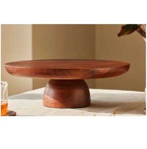 Ustensiles de cuisine et accessoires décoratifs - Nouveau support à gâteau et dessert en bois à deux niveaux, forme arrondie, finition noyer - Product Image 3