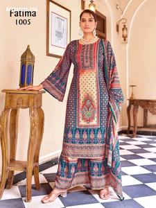Última Colección de Crepé de Seda con Estampado Digital y Trabajo de Espejo, Mangas Campana, Conjunto Plazzo-Kurta-Dupatta Listo para Usar a Precio de Mayoreo - Product Image 6