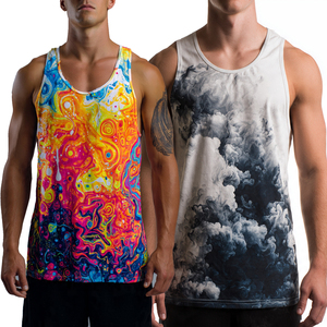 OEM <b>Men's</b> Workout Sublimation Tank Tops Fitness Wear Printed <b>Singlet</b> Vest <b>Men</b> Summer Relax Fit Workout Sublimated Vest <b>Men's</b> - Product Image 1