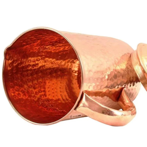 Copper jug set for premium <b>water</b> storage <b>container</b> metal set with glasses durable reusable kitchen dining drinkware - Product Image 1