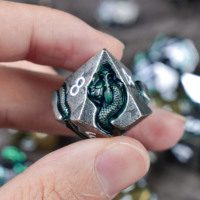 Dés de jeu de rôle polyédriques en métal massif sculpté en forme de serpent, 7 pièces, disponibles en bleu, rouge, vert, noir, pour Dungeons & Dragons