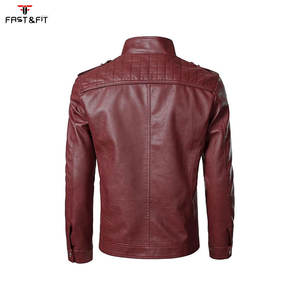 Blousons d'hiver en cuir véritable et toile de haute qualité avec logo frontal, col mandarin, pour moto, vente en gros - Product Image 5