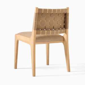 Modern Solid Wood Dining <b>Chair</b> with Woven Webbing Backrest and <b>Padded</b> Seat - Product Image 4