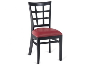Ghế ăn khung gỗ đen bọc da PU đỏ, bền chắc, dùng cho nhà hàng, quán cà phê, khách sạn - Product Image 2