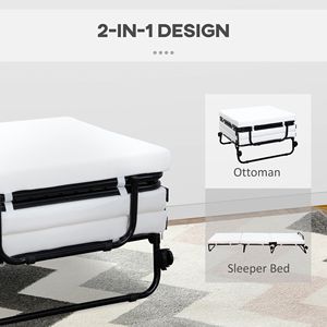 Letto Pieghevole Portatile Bianco con Ruote, Versatile Pouf Letto per Camera da Letto e Ufficio, Letto per Ospiti - Product Image 5