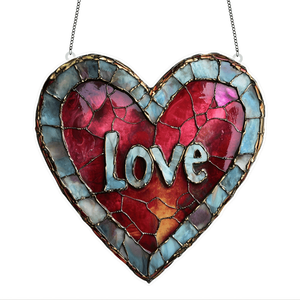 CIFbuy Acrylic Stained Glass Window Decor Heart Sun Catcher Home Gift TikTok per il servizio di ritiro Temu - Product Image 3
