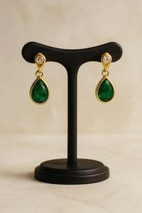 Pendientes Colgantes de Plata de Ley 925 con Baño de Oro de 14K y Esmeralda en Forma de Pera, Esmeralda Real, Joyería de Piedra de Nacimiento de Mayo, Regalo para Aniversario o Fiesta - Product Image 6