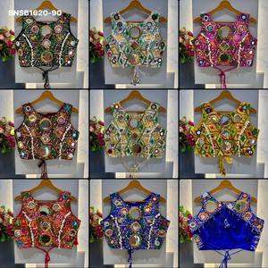 Blusa de seda con lentejuelas y trabajo Kodi con espejos reales, lista para usar, acolchada y con espalda de estilo elegante, proveedor de Surat. - Product Image 6