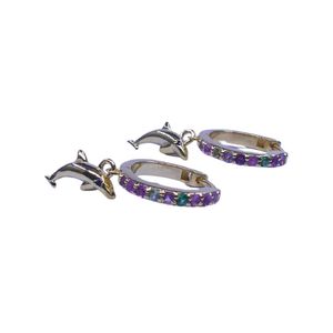 Pendientes de Plata de Ley 925 con Baño de Oro y Turmalina Multicolor para Mujer, Joyería para Bodas - Product Image 4