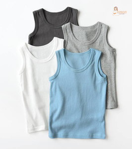 Ropa de Verano Informal para Bebés, Niños y Niñas, con Dobladillo Curvo, Sin Mangas, 100% Algodón, Secado Rápido, Ecológica, Cuello Redondo - Product Image 1