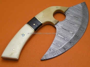 Cuchillo para Pizza de Acero de Damasco Industrial de Alta Calidad, Hecho a Mano, con Doble Hoja en Forma de Hacha - Product Image 2