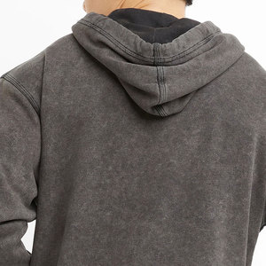 Sweat à capuche personnalisé en coton mélangé épais, couleur unie, grande taille, délavage acide, manches longues, logo personnalisable, tendance, écologique - Product Image 6