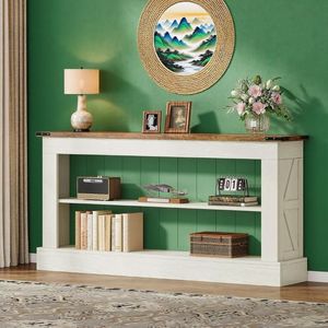 63-Inch Long Console <b>Table</b> with Shelves for Entryway Narrow Console <b>Table</b> for Foyer Hallway - Product Image 5