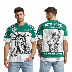 T-shirt personnalisé en coton et maille respirante, impression graphique personnalisée, tee-shirt streetwear surdimensionné, séchage rapide, jersey de sport unisexe pour l'été - Product Image 1