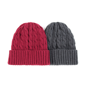 Unisex Solid Color Knit Beanie Hat 100% Acrylic Cuffed <b>Winter</b> <b>Cap</b> Casual Style for Adults Gray Red - Product Image 2