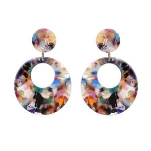 Stylish Geometric Resin Hoop <b>Earrings</b> Women's Acrylic Resin <b>Red</b> Black White Striped Handmade Party Trendy Jewelry for Woman - Product Image 2