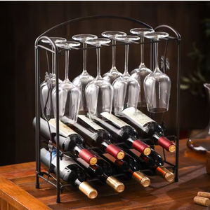 Modern Metal Wine <b>Rack</b> with Glass Holder Countertop Wine Bottle <b>Storage</b> Stand Bar Organizer Home Decor <b>Rack</b> - Product Image 3