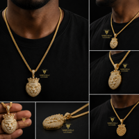 Pendentif Lion Hip Hop en Argent 925 Plaqué Or avec Moissanite, Entièrement Sertie de Pierres VVS, Personnalisable, Unisexe, Certifié par une Tierce Partie