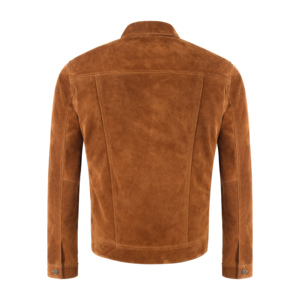 Wholesale <b>Mens</b> Cow Suede <b>Leather</b> Trucker <b>Jacket</b> Western Classic Shirt Style Denim Look <b>Jacket</b> OEM ODM Private Label Manufacturer - Product Image 3