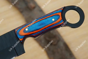 Cuchillo Skinner Profesional de Acero de Alto Carbono 1095 con Agarre para Dedos, para Caza, Camping y Uso Diario (EDC), con Espiga Recta y Bisel, Funda de Madera Pakka, OEM - Product Image 3