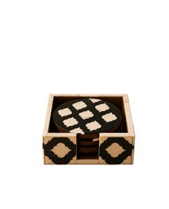 Wood Square <b>Coasters</b> <b>Set</b> with Storage Box Classic Design Non-Slip Mats 4 INCH for Table Decoration - Product Image 2