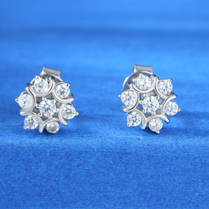 Beautiful Lab Grown Diamond Flower <b>Earrings</b> 925 Silver Sparkling <b>Stud</b> Jewelry For Women <b>Girls</b> Birthday Gift - Product Image 1