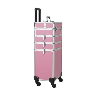Valigia Trucco 4-in-1 in Alluminio con Ruote - Stile Trolley Intercambiabile Rosa - Product Image 2