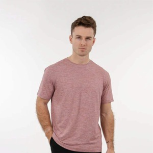 Camiseta de Algodón Rosa para Hombre, Corte Regular, Cuello Redondo, Manga Corta, Informal, Color Sólido, Tejido de Punto Liso - Product Image 2
