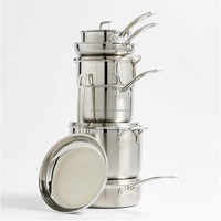 Ensemble de casseroles de restaurant en acier inoxydable certifié ISO, résistantes à la chaleur, avec couvercle en verre trempé, poignée longue, design moderne