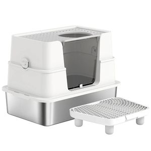 Lettiera per Gatti in Acciaio Inossidabile, Contenitore Moderno per l'Igiene Felina - Product Image 5