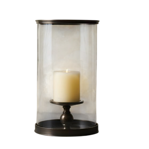 <b>Hurricane</b> Candleholder Glass Cylinder Steel Base Heat Resistant Home Decoration <b>Lantern</b> Metal Candle Holder Designer Holder - Product Image 1