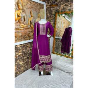 Conjunto de ropa de fiesta de diseñador para mujer Top Bottom y Fancy Dupatta - Product Image 5