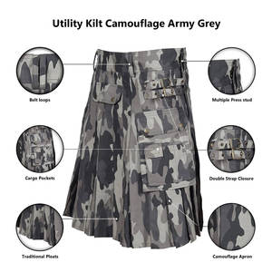 Kilt Escocés Moderno Color Gris Camuflaje para Hombre, Estilo Highlanders - Product Image 6
