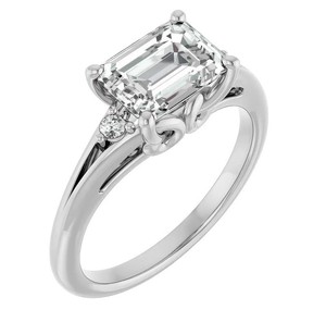 Moissanite <b>Emerald</b> Cut <b>Ring</b> <b>Silver</b> White Gold Plated Engagement Wedding Bridal Solitaire Sparkling Anniversary Gift Women Fine - Product Image 3