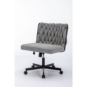 Modern Armless <b>Desk</b> Chair with Criss Cross Leg Wide Seat Home Office Work Meditation Wheels Included for Office Environment - Product Image 6