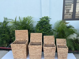 Juego de 4 Cestas de Almacenamiento Tejidas a Mano de Jacinto de Agua, Contenedores Ecológicos para Ropa y Toallas para el Hogar y la Hostelería - Product Image 3