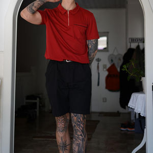 Camiseta Deportiva de Golf para Hombre con Cierre de Cremallera, Manga Corta, Secado Rápido, Logotipo Impreso, 100% Poliéster Tejido - Product Image 4