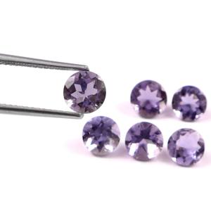 Lote al por mayor de gemas sueltas de iolita natural facetada y calibrada de 6x6 mm para fabricación de joyas, calidad AAA++, color púrpura, tercera parte. - Product Image 2